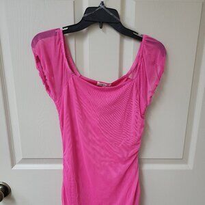 JOLIE & JOY WOMEN'S BODY CONTOUR PINK SHEER SLEEVES DRESS SIZE STRETCHY M NWT